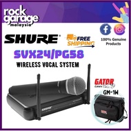 Shure SVX24/PG58 Wireless Vocal System with Free Gator GM-1W Wireless Bag (SVX4/SVX2/SVX24-PG58/GM1W)