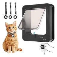 [fastour]Smart Cat Door with 3 Collar Sensor RFID Cat Door Collar Activated with Remote Control 4 Wa