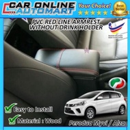 For Perodua Myvi 2018-2023 Broz Car Armrest PVC Red Line