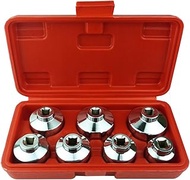 Heavy Duty 7-Piece Oil Filter Cap Wrench Tool Kit Can Last for Ever Includes 24mm,27mm,29mm,30mm,32m