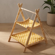 Wooden Triangular-Frame Cat Swing Bed Swing Rope Hung Double Cat Swing Bed Bed Pet Furniture Indoor 