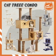 CATTO Premium Large Cat Tree House Wood Cat Condo Bed Scratcher House Cat Tower Hammock Cat Climbing