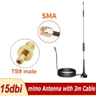 1PCS 15DBi Magnet Antenna 4G LTE CPRS GSM 2.4G WCDMA 3G Antenna SMA/TS9 Male Wifi Modem Repeater