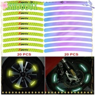 SHOUOUI 20pcs Car Wheel Hub, Reflective Sticker Luminous Warning Motorcycle Wheel Sticker, High Quality Colorful Universal Auto Moto Decor Car Bike