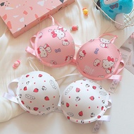 Cartoon Girl Bra Japanese Sweet Anti-slip Invisible Strapless Bra Small Breast Push UP Underwear#hel