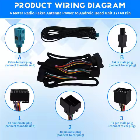 A86E-For BMW X5 M3 M5 E46 E38 E39 E53 17+ 40 Pin 6M Wiring Harness Extension For Android Head Unit R