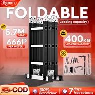 Ladder Foldable Aluminum Heavy Duty Black 12FT/16FT/20FT Home Anti-slip multifunctional ladder
