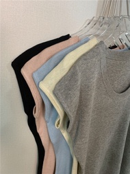 75093 Comfortable U-Neck Short-Sleeved Knitted T-