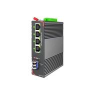 Lynxcel 5-Port Industrial PoE Gigabit Din Rail Ethernet Switch, 4 x Gigabit PoE+ Ports, 65W PoE 48V 