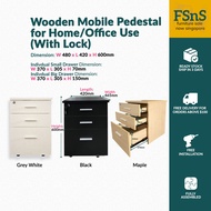 SG Ready Stock Wooden Mobile Pedestal for Home / Office Use (With Lock)