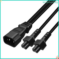 WU 3 Terminals IEC320-C14 to C5+C5 Power Cable Male to Female Connector Cord Wire