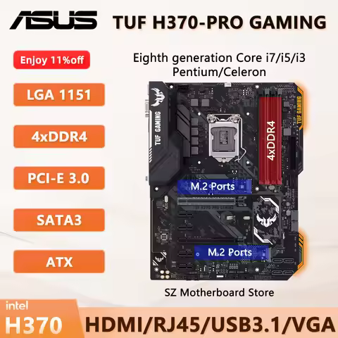 ASUS TUF H370-PRO GAMING H370 Motherboard ATX LGA 1151 Support Intel Core i5 8400 9400 i7 9700 8700 