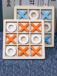 1入組木頭井字遊戲孩子們的早期教育益智玩具閒暇棋盤遊戲建築模組棋玩具