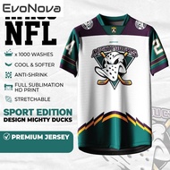 Evonova AMIGO NFL Sublimation Microfiber Jersey tshirt Design Mighty Ducks baju jersi baju jersey Ma