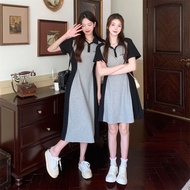 2025夏季新款翻领连衣裙休闲减龄收腰显瘦遮肉中长裙子短款连衣裙