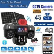 V380 Pro Dual Solar Panel Triple Lens CCTV High Power Power Free Waterproof Night Vision