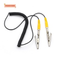 PEONYTWO Anti-Static ESD Grounding Cable, Black 2mm Coiled Cord, 180cm / 71" Male-to-Female Polyuret