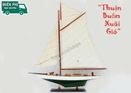 Mô hình thuyền buồm PHONG THỦY trang trí Columbia 50cm (Trắng - Xanh lá)