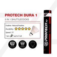 PROTECH 3 IN 1 HYBRID SHUTTLECOCK - DURA 1 (CAN LAST UP TO 3 SETS OF GAMES)(SPEED 77)(FEELLING CLOSE