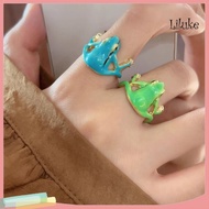[LK] 2Pcs Finger Rings Handmade Tree Frog Design Finger Bands Bright Color Lightweight Ring Animal A