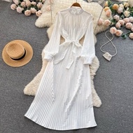 LEONNA Jame-Ela Gamis Plisket Maxi Wanita Muslim Gaun Dress Korean Style