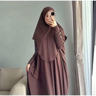 EXCLUSIVE AYUUSET Women's Batwing Abaya Set + Hijab, One Set Model, Large Jumbo Size, Premium Jersey