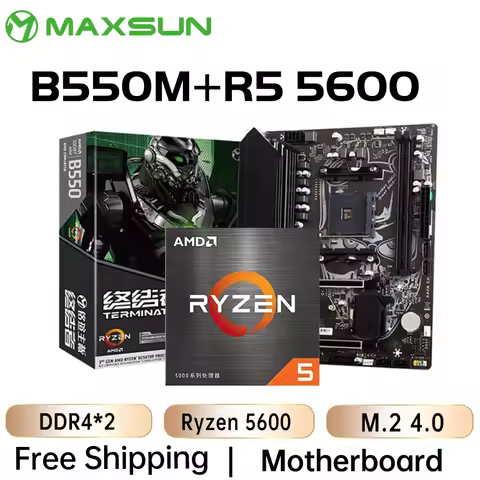 MAXSUN AMD B550M with Ryzen 5 5600 CPU Motherboard Set 6 Core 12 Thread PCIE4 for Desktop Computer G