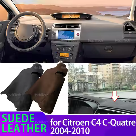 For Citroen C4 C-Quatre 2004-2010 Car Dashmat Black/Brown Dashboard Cover Suede Leather Dash Mat Pad