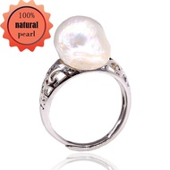 Baroque Ring White Natural Freshwater Pearl Vintage Hollow Out Adjustable Womens Ring Fashion Jewelr