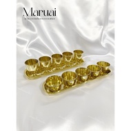 Tea Set Of 5 Brass Cups