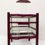 Lồng tắm chim khuyên. Lồng tắm khuyên có khay đựng nước tắm. Nan cáp quang. Kích thước 33x33x25cm. M