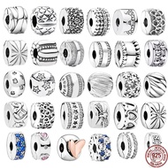 Authentic 925 Sterling Silver Freehand Heart & Polished Feathered Clip Charm Bead Fit Original Pando