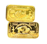 1 gram USA American Buffalo 100 Mills .999 Fine Gold Plated Bar 1g