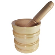 (DEFECTIVE) LARGE WOODEN MORTAR SET + Alu + SILICA GEL Wood Pounder Reject Pounder Tool