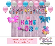 Partybaloon Dekorasi ulang tahun anak Tema Kuda Pony | Paket ulang tahun anak Kuda Poni | Little pon