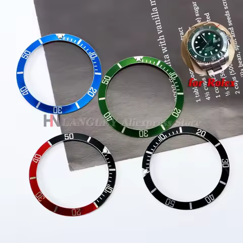 37mmx31mm Flat Luminous Ceramic Alloy Watch Bezel Insert for Rolex Submariner Water Ghost Watch Case