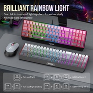 RAIIKU 85 Key Wired Keyboard And Mouse Set Rainbow Backlit Mechanical Feel Wired Gaming Keyboard Off