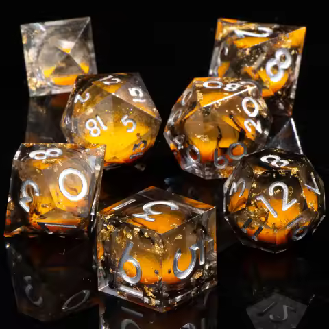Red Liquid Core DND Dice Set, 7Pcs Sharp Edge D&D Dice Resin Dice For Dungeons Dragons D and D Role 