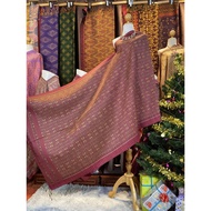 Silk Sarong 3-Shuttle Hand-Woven 60 Baht Natural Color Mud Fermentation Size 1x2 Meters Antique Patt