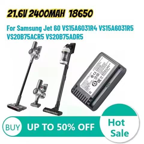 For Samsung Jet 60 VS15A6031R4 VS15A6031R5 VS20B75ACR5 VS20B75ADR5 Vacuum Cleaner Battery 21.6V 2400