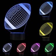 American Football 3D Render Wireframe Hologram Night Table Lamp Rugby Optical Illusion LED Lights Sports Fans Decorative Light