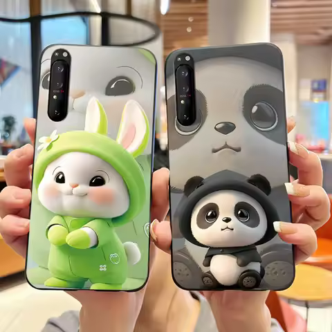 Simple Candy Colored Jelly Case For Sony Xperia 1 II Black Case Shockproof Cover Viral Fluffy Kitten