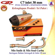 Knalpot CLD Racing type C7 in 38 mm seri MIO SMILE &amp; MIO SOUL CARBU