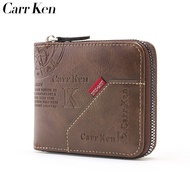 CarrKen New's Vintage-Inspired PU Leather Wallet: Men's Short Wallet with Zipper Coin Pocket &amp; Big Capacity Men Wallet