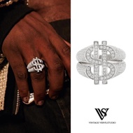 VVS Glacierboy Dollar Rhinestones Titanium steel Hip Hop Carving Ring Men Ring Apparel Accessories Z