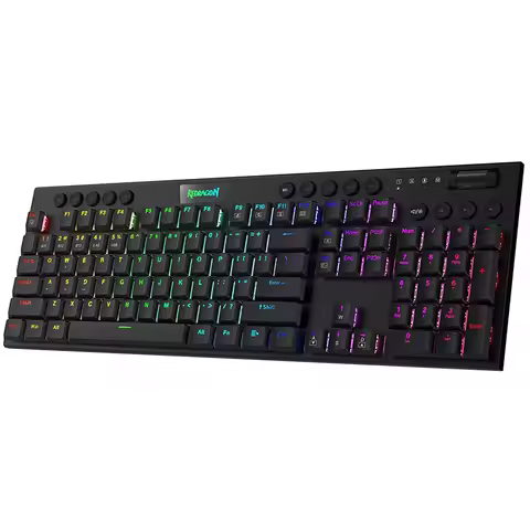 Redragon K618 Horus Wireless RGB Mechanical Keyboard Bluetooth/2.4Ghz/Wired Tri-Mode Ultra-Thin Low 