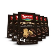 Loacker Quadratini Dark Chocolate bite-size Wafer Cookies | SMALL Pack of 6 | Crispy Wafers with 4 c