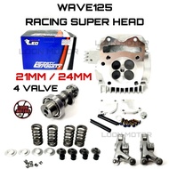 WAVE125 RACING SUPER HEAD (4 VALVE) 21MM/24MM COMPLETE SET - LEO