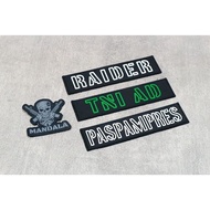 patch Rubber 3D Rompi / jaket Tulisan Paspampres / RAIDER / TNI AD