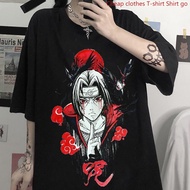 【kurta】 Japanese Anime Naruto Sasuke Lose Oversized Top Dark O-Neck Casual T-Shirt T Shirt Lelaki Plus Size t shirt design template